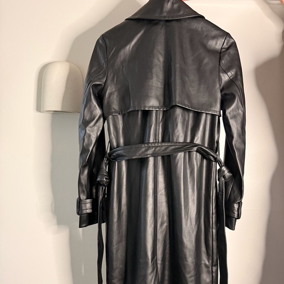 Dynamite Black Faux Leather Trench Coat - Picture 4 of 6